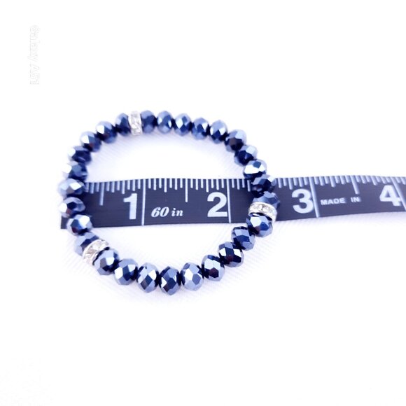 Black Bead & Diamond Bracelet - Picture 2 of 5